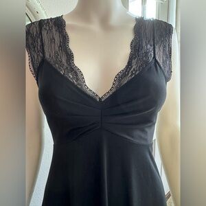 Midnight Carole Hochman Short Black Stretch Lace Nightgown S